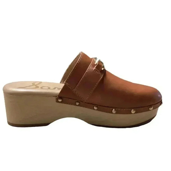 Sam Edelman Mule Clogs Shoes Women 8.5 39 Brown Kaye Vegan Leather Studs NEW - Picture 5 of 9